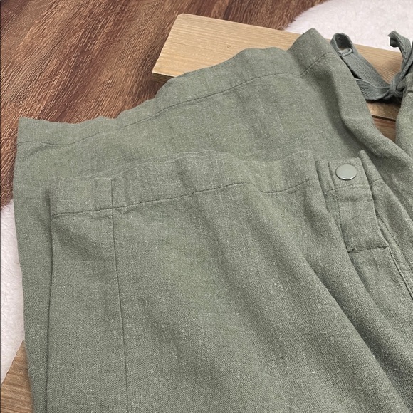 Pilcro Anthropologie Linen Beach Cargo Pants Green - Picture 4 of 8